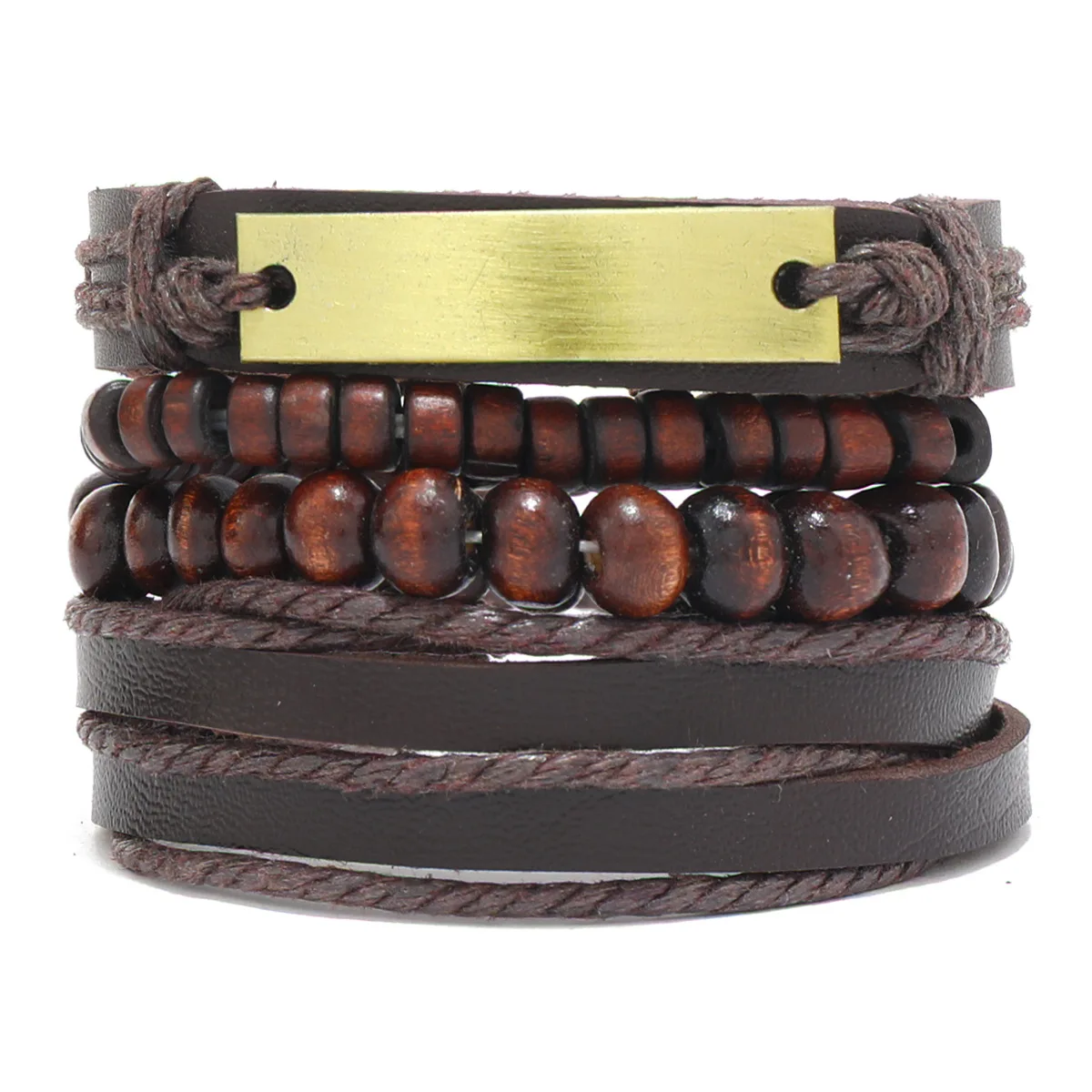 

Classic Men's Leather Bracelet New Style Hand-woven Multi-layer Combination Accessory Fashion Man Jewelry Wholesale Dropshipping