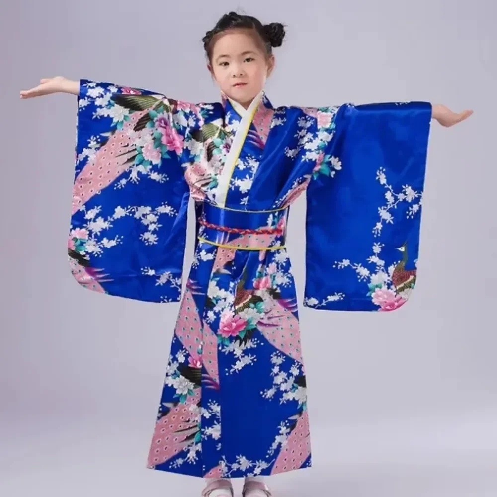 Japanese Fashion Children's Japanese Kimono Traditional Dress Printed Yukata Robe Primary School Students Show Photo Dress