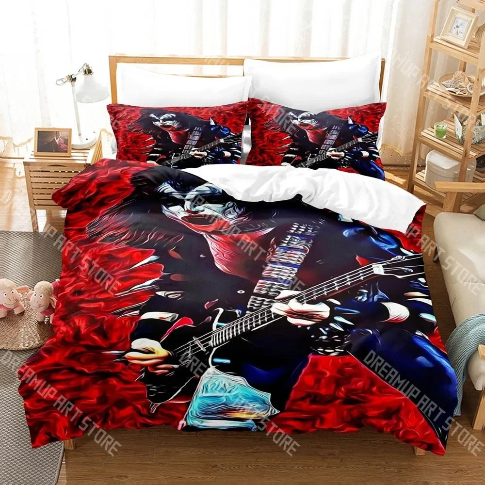 

Комплект постельного белья Metal Rock Kiss Band Single Twin Full Queen King Size Комплект постельного белья Aldult Kid Bedroom 3D Комплект простыней в стиле хип-хоп Рок