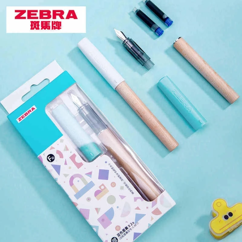 ZEBRA Small Tree Wooden Fountain Pen 0.5mm Steel F Nib Water Resistant Dye Ink Smooth Practice Calligraphy Pen Japanese Original
