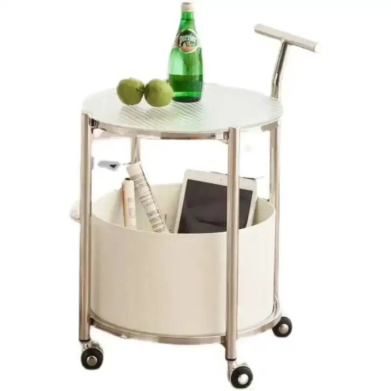 Craft Stainless Living Room Metal Sofa Steel Side Table Coffee Table Balcony Movable Storage Cart Bedroom Storage Bedside Tables