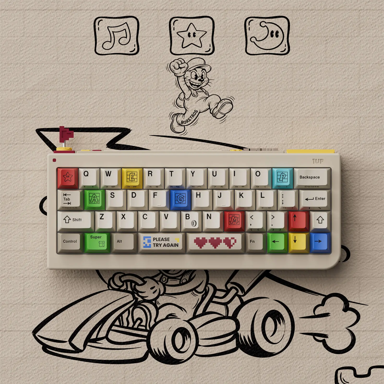 NEW 80Retros GB40 Pixel Limited Edition 40% Custom Mechanical Keyboard Retro Mario Inspired VIAL Mini Gaming Keyboard Gift