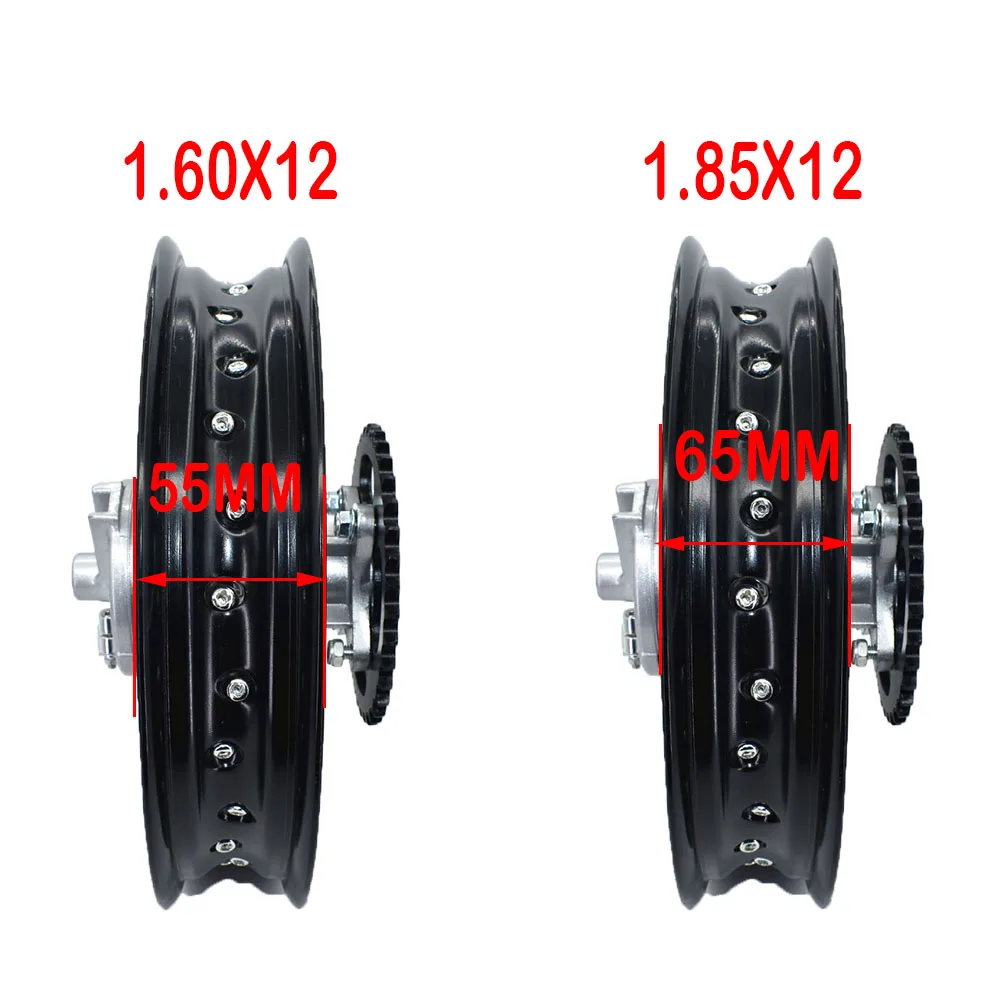 1.60x12 Inch 1.85x12 Inch Rear Drum Brake Aluminum Wheel Rims Circle Hub with sprocket For Kayo CRF Dirt Pit Bike Motorcycle