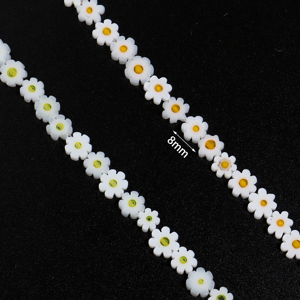 1 Strand 8mm Flower Lampwork Beads Daisy Loose Spacer Glass Beads For Jewelry Making DIY Crafts Bracelet Necklace Accessories