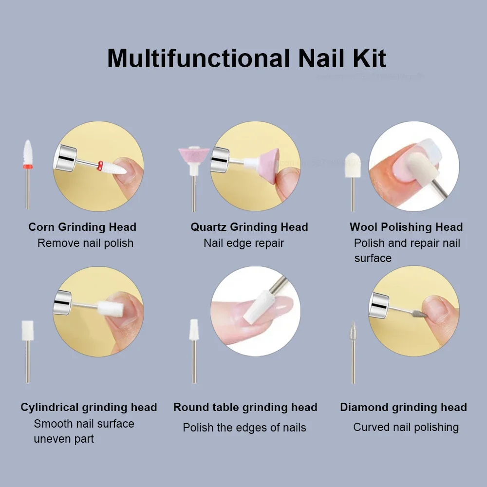 Professional Electric Nail Drill Machine 15000RPM Portable Manicure Pedicure Set for Acrylic Gel Nails New Nail File Tool