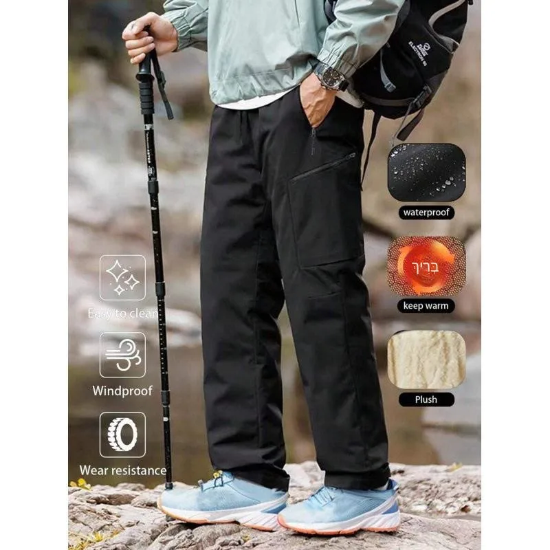 

Warm down Pants Reflective Night Vision Winter Tight Fit Business Casual Color Block Men's Trousers Cross-Border Overseas War...