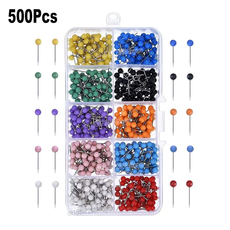 Imagem -03 - Cabeça Redonda Thumbtack Push Pins com Caixa Mapa de Parede Fotos Quadro de Avisos Polegar Tack Pushpin Decoração Faça Você Mesmo Conjunto de Cores 500 Pcs 15 Milímetros