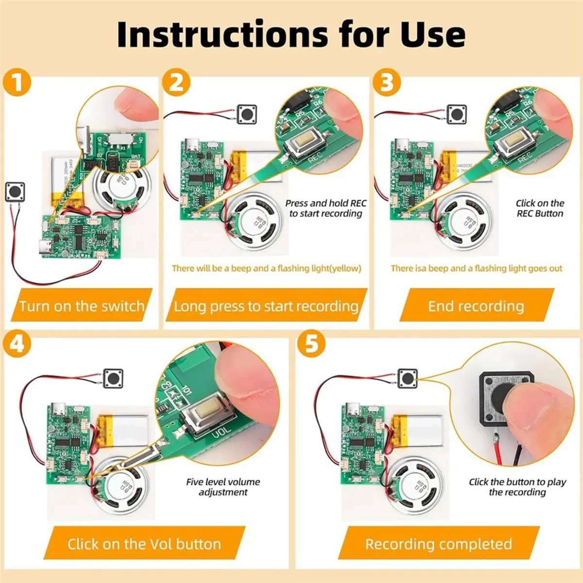 Promotional-2PCS Programmable Sound Recorder Module,DIY Music Voice Recording Module Chip, Can Recording 16 Minutes Sound Music