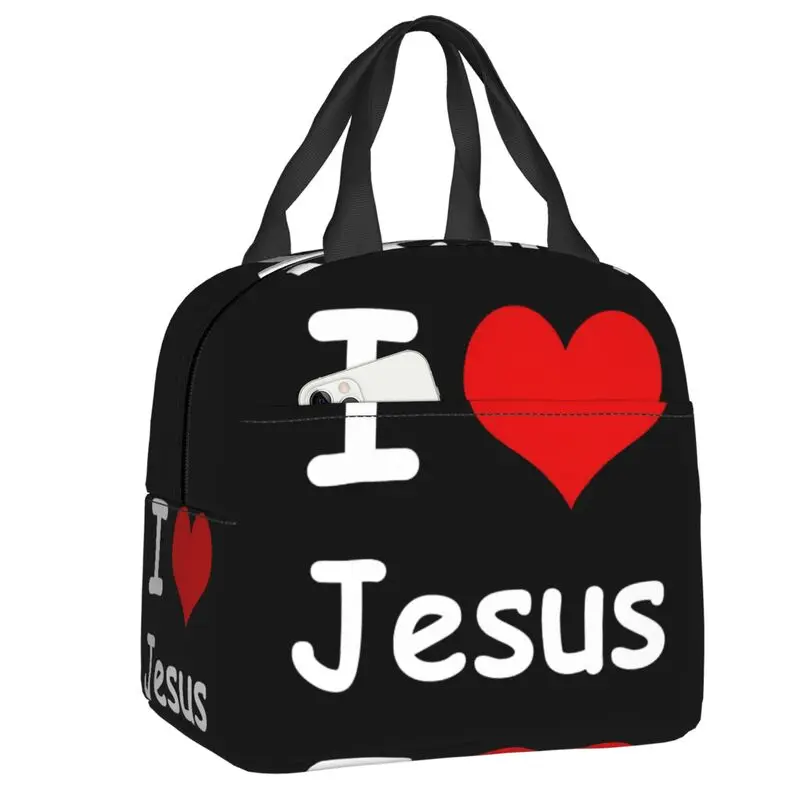 I Love Jesus Portable Lunch Box Women Waterproof Christian Faith Judah Thermal Cooler Food Insulated Lunch Bag School Children