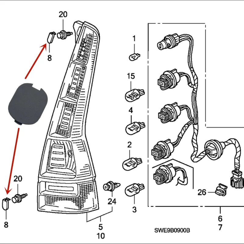 Apply to Honda CRV CR-V 2007-2011 Rear tail lamp screw cover