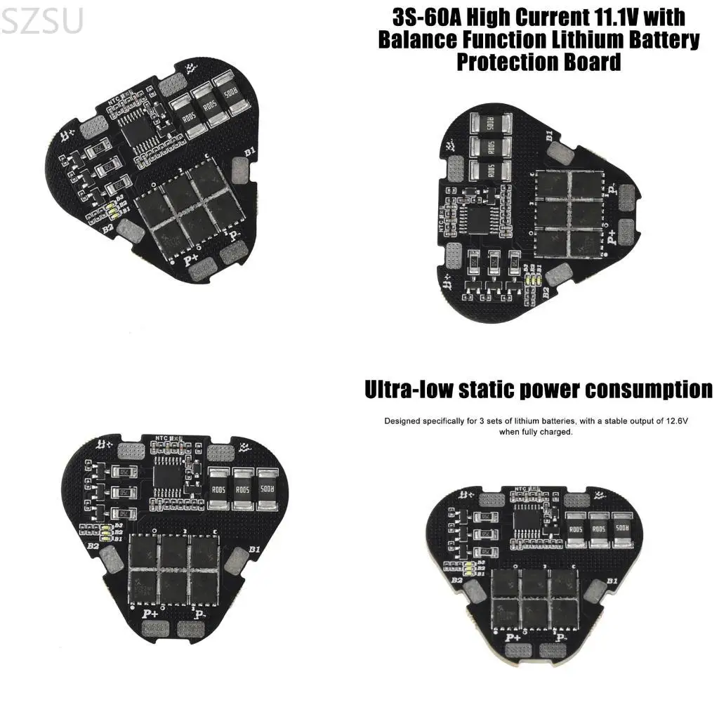 

SZSU 60A 12.6V 18650 Balance Overcharge Over Discharge Over Current Board