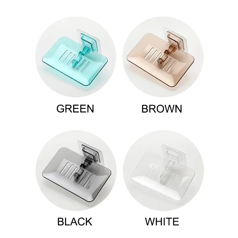 1PC Transparent Drain Soap Holder No Punch Paste Wall Mounted Shower Toilet Suitable For Plastic Storage Box