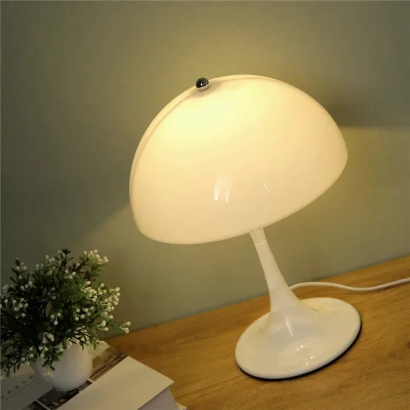 Luz de escritorio de seta blanca para sala de estar, lámpara de mesita de noche, decoración del hogar, lámpara de mesa de pie, iluminación de