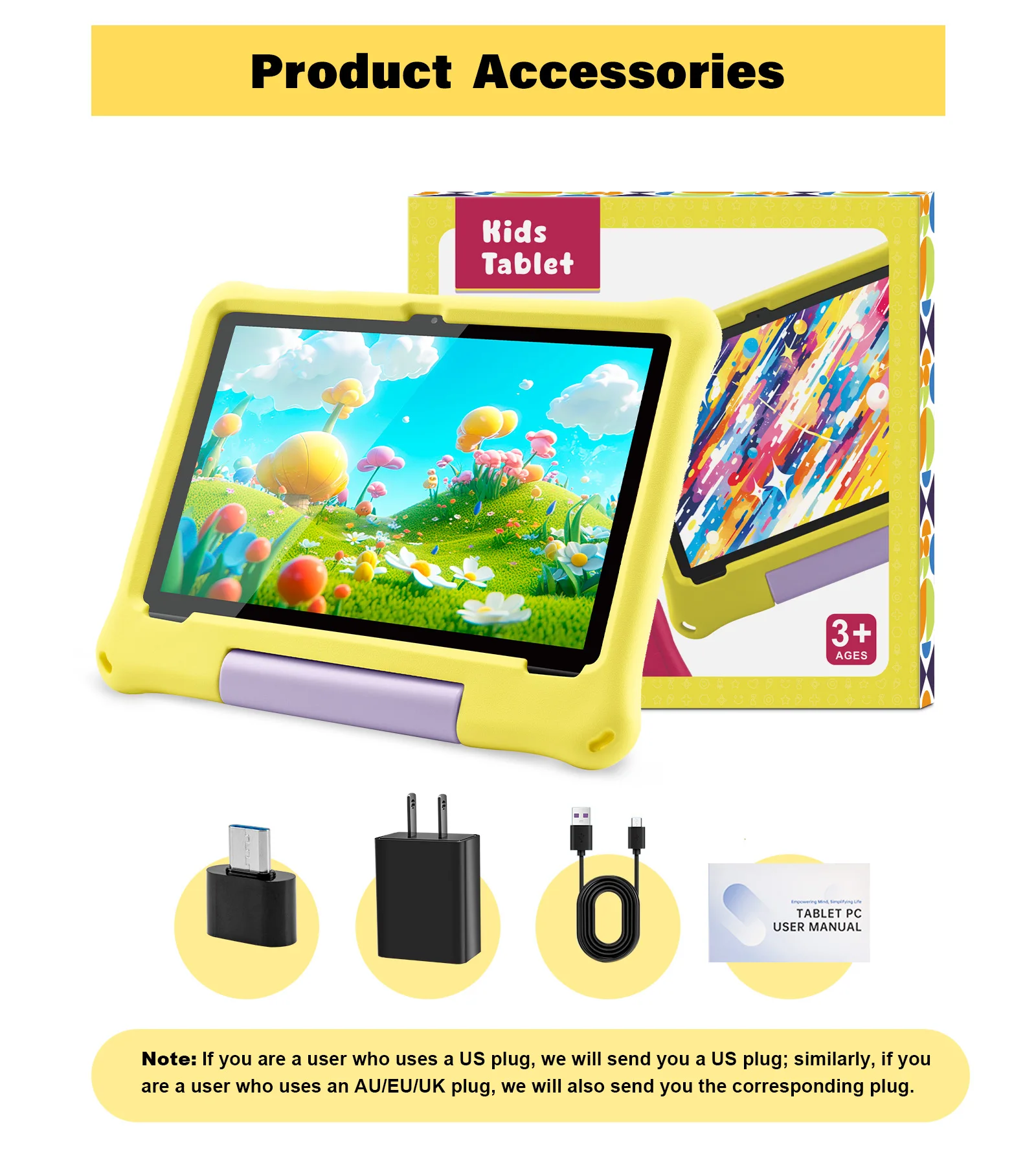 Paitanry 10.1 inch Kids Android 15 Tablet 8GB (4+4GB) RAM 64GB ROM 5000mAh Octa-core Wifi Kinderen Leer Tablet