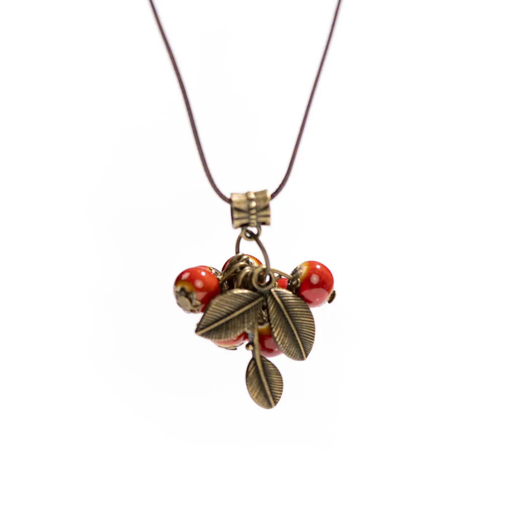 Bohemian Vintage Handmade Leaf Necklace Ceramic Beads Pendant Bulk Goods Wholesale  choker 2X337