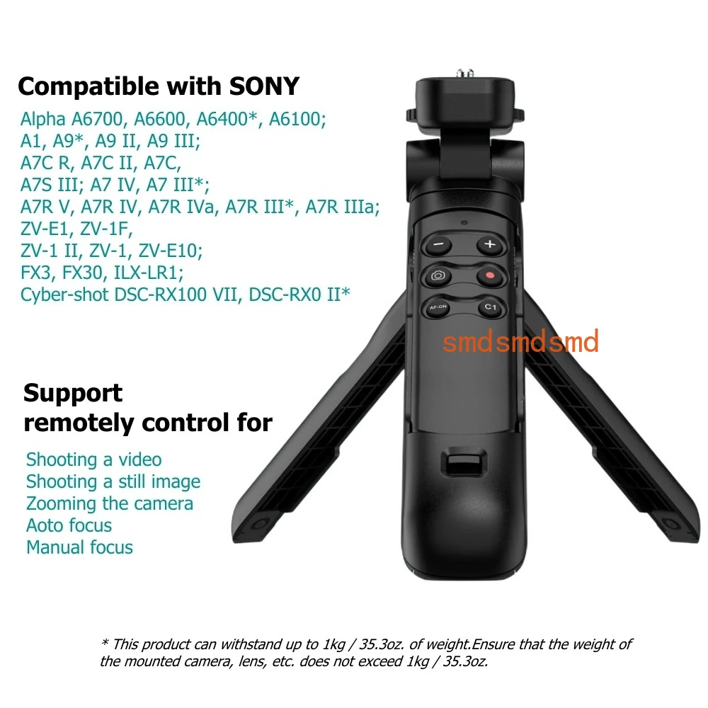 Wireless Grip Tripod Remote Control Vlogging Tripod YouTube TikTok for Sony a6700 a7RV a7IV ZV-1 ZV-E10 a7C a1 a9 RX100M7 RX0II