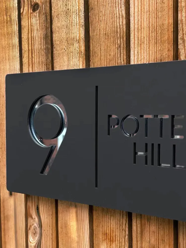 Custom Laser-Cut Acrylic Sign, Nordic 3D Floating Door Sign, Modern House Sign, Exterior Address, 2D Flat Name — 2