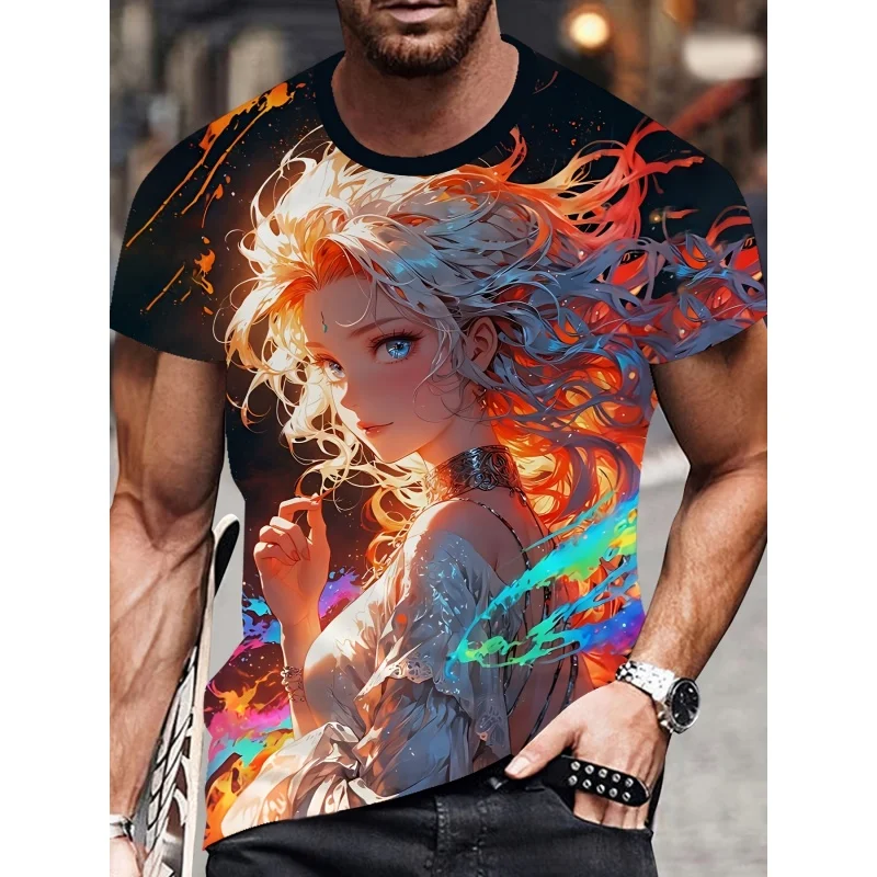 

Красочная модная футболка с узором для мужчин, красивые футболки с 3D принтом для мальчиков и девочек, летние топы с короткими рукавами и круглым вырезом, свободные футболки