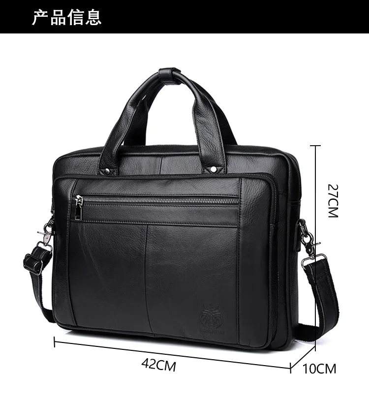 New Luxury Cow Genuine Leather Business Men's Briefcase Male Briefcase Shoulder Bag Men Messenger Laptop Computer Bag 16 Inch