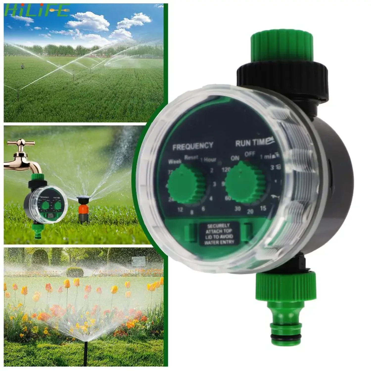 

Electronic Water Timer 21025 Two Dial Drip Irrigation System Ball Valve Garden Automatic Irrigation Controller Battery Operated