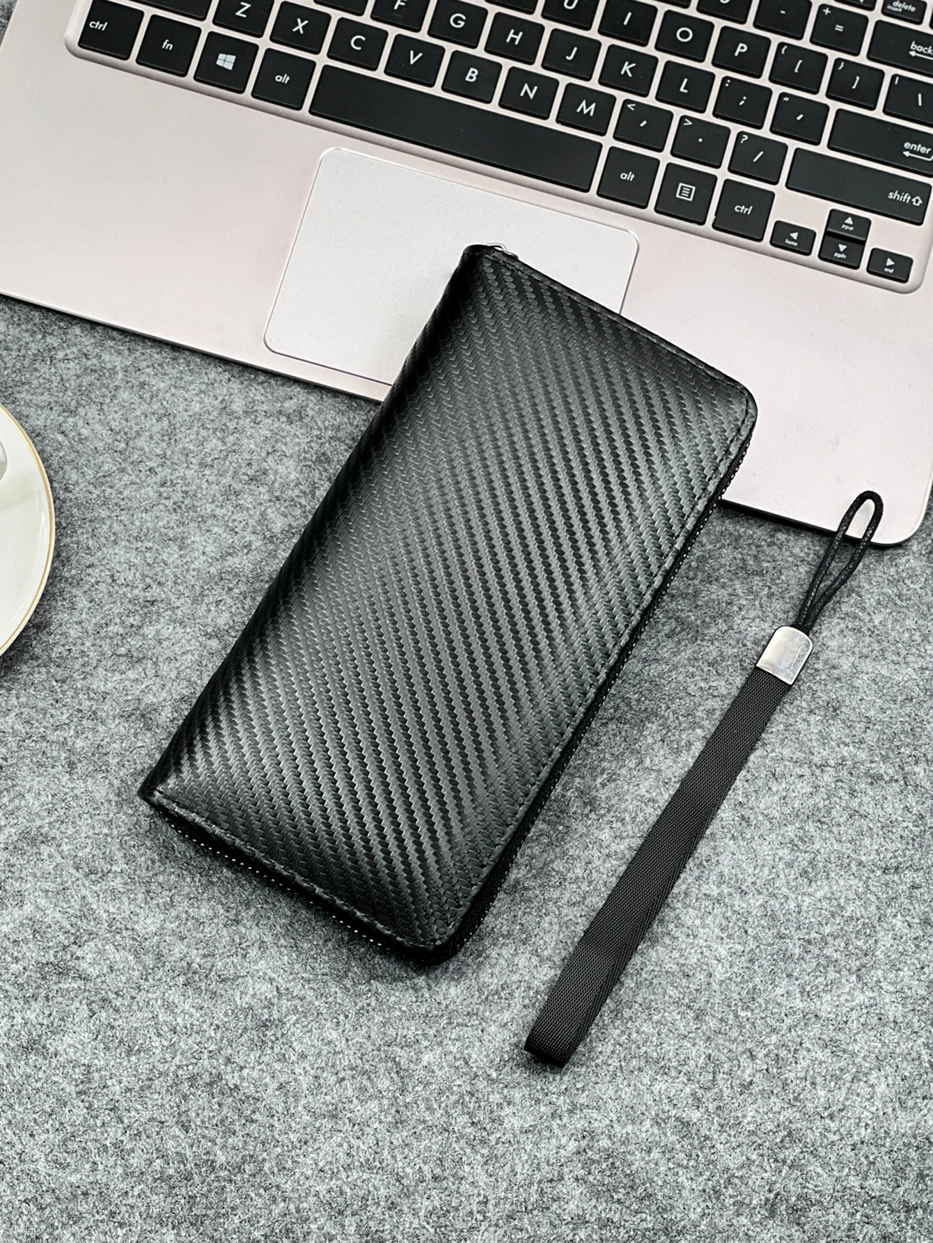 Fashionable Minimalist Carbon Fiber Long Wallet for Men Large Capacity Multi-card Slots Mobile Wallet RFID Wallet