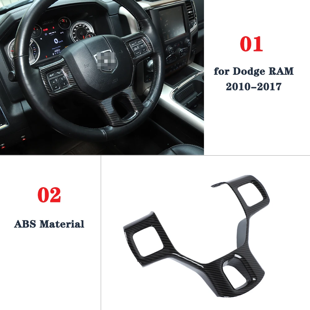 Car Interior Steering Wheel Trim Decotation Cover Sticker for Dodge RAM 2010 2011 2012 2013 2014 2015 2016 2017 Accessories ABS