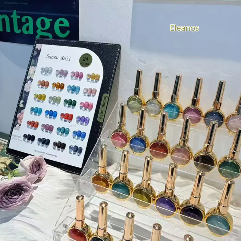 

Гель-лак Eleanuos Cat's Eye, 24 шт., полирующий, УФ-отверждаемый, полуперманентный, магнитный, с эффектом сияющего стекла, для ногтей