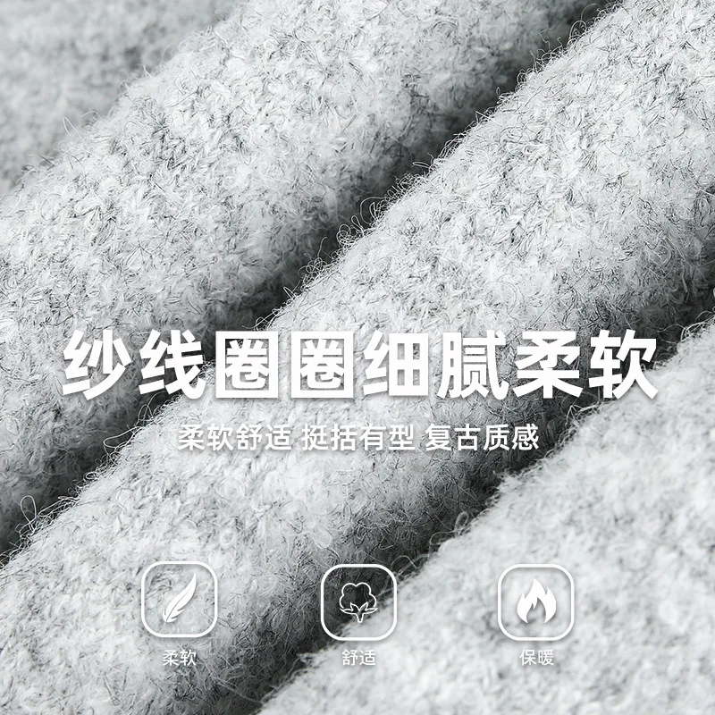 سترة بولو متماسكة فاخرة بياقة هنري للرجال بلوفرات للخريف والشتاء سترة متماسكة دافئة وسترات كسول