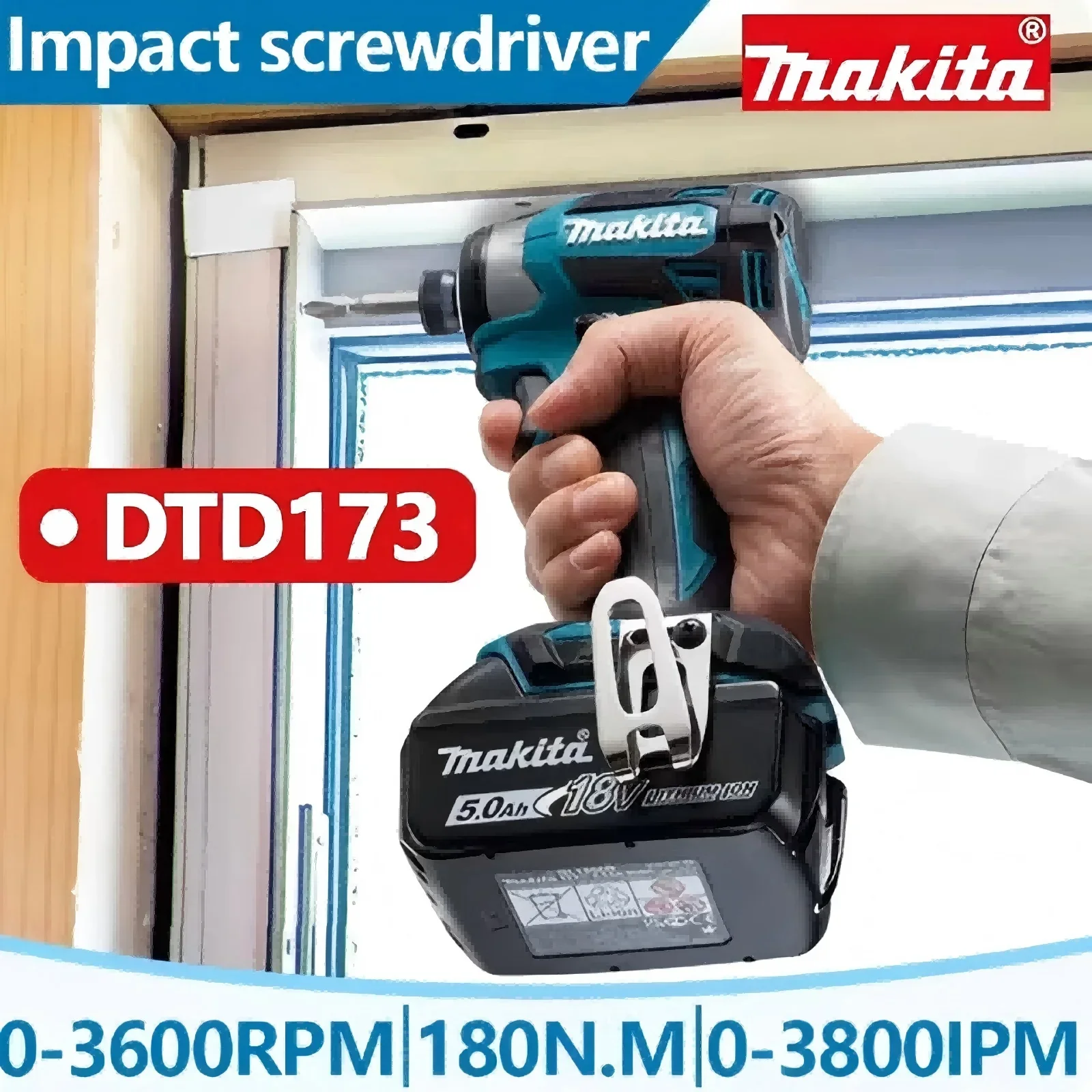 Makita DTD173 3600rpm Cordless Impact Driver 180Nm Brushless Motor Drill Wood/Bolt/T-Mode Compatible with Makita 18V