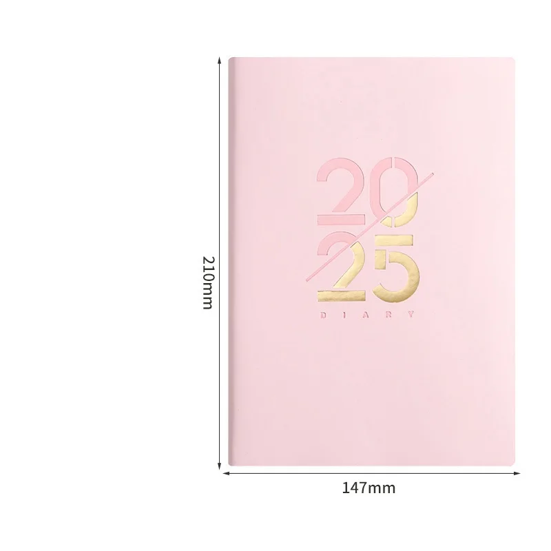 2025 English Schedule Book Spanish Soft Leather A5 Daily Plan Calendar Book Office Supplies For Students Teachers Workers  New