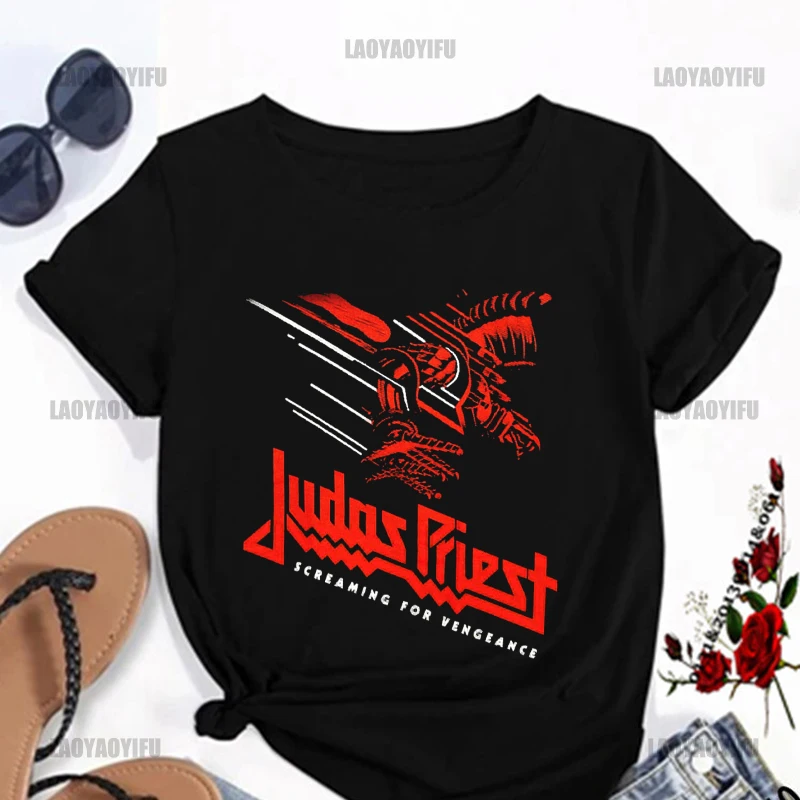 Judas Priest T-Shirt Cool Graphic Print Retro Vintage Band Tees for Men Printing Shirt Harajuku Casual Fashion Streetwear Cotton