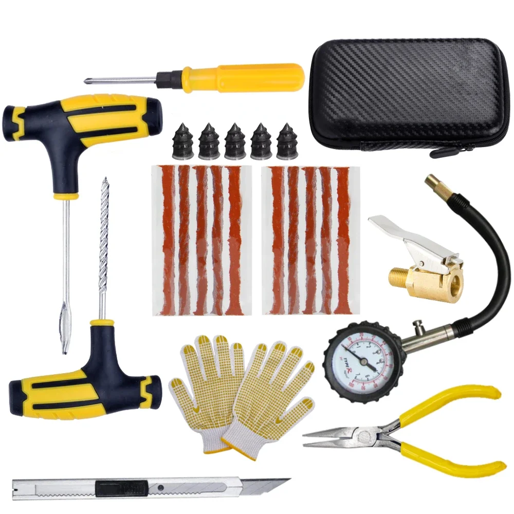 Car Tire Repair Kit Puncture Plug Tools Tyre Puncture Emergency for Tire Strips Stirring Glue Repair Tool Kit Car Accessories