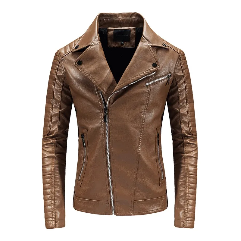 2024 Spring New Slim Fit Short PU Leather Jacket Jacket Men's Lapel Men's Jacket  jaqueta inverno masculina  motorcycle jacket