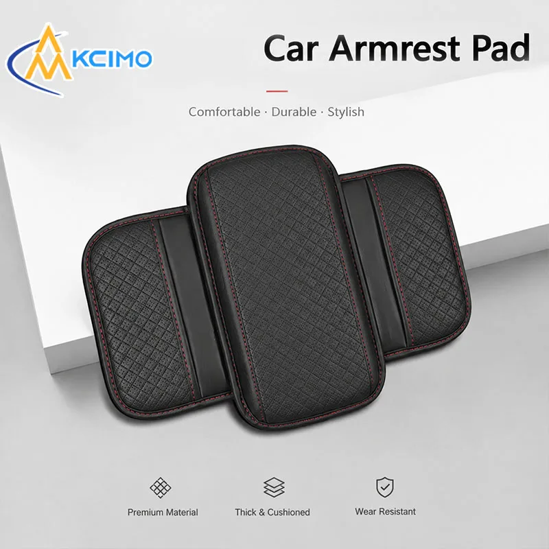 Car Center Console Armrest Pad PU Leather Arm Rest Cushion With Side Storage Pockets Relieve Hand Fatigue Car Interior Parts