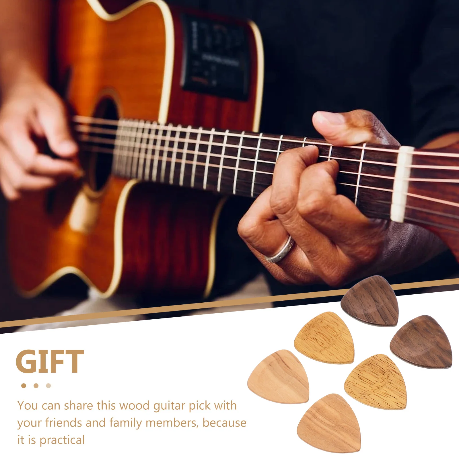 

6 Pcs Wooden Pick Guitar Picks Thumbpick Acoustic Accessories for Nurse Plectrum Guitars Plectrums Thin Electric Case