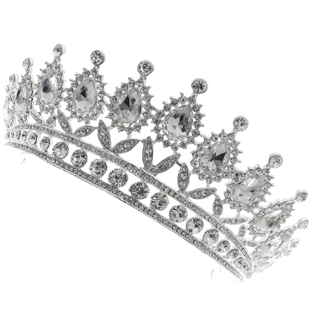 

Vintage Tiara Crown Hair Accessory Silver Rhinestones Women Headb Cosplay Wedding Queen Retro Photographic Prop Durable