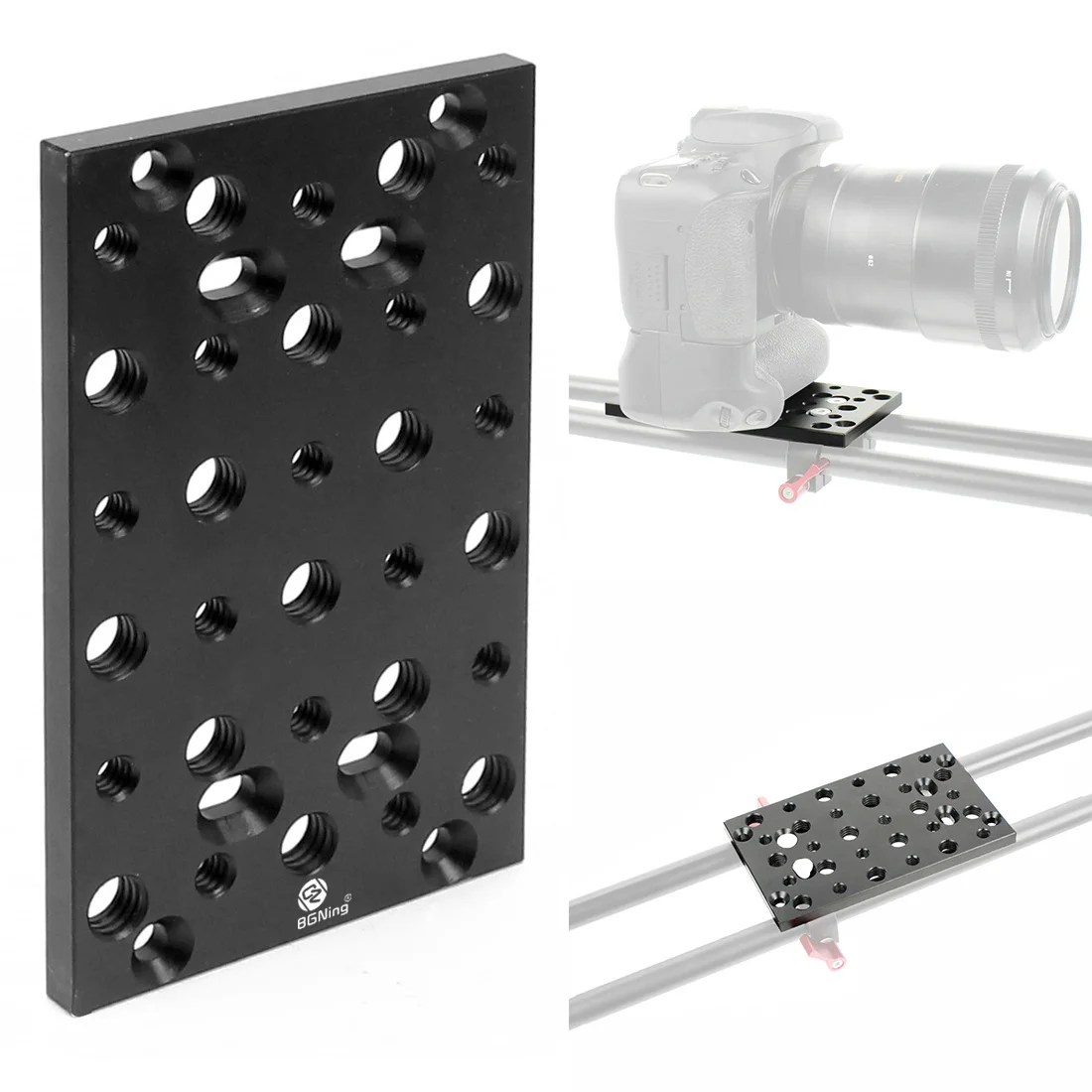 BGNing Schaltplatte Kamerahalterungsplatine SLR 1/4 3/8 Käseplatte für Schienenblöcke Schwalbenschwänze und kurze Stangen für Canon 5D2 5D3 5D4 – Detail 1