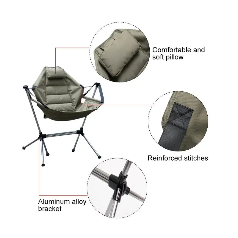 Aluminium Alloy Stargaze Recliner Luxury Camp Chair Camping Rocking Chair Garden Swinging Chairs with Bag