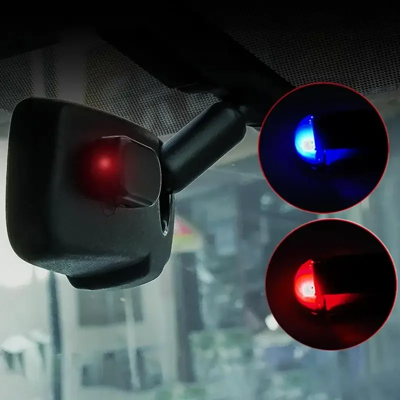 Solar Car Alarm LED Light Red Blue 12V USB Fake Security Systems Anti-Theft Caution Lamp LED Flashlight Indicator