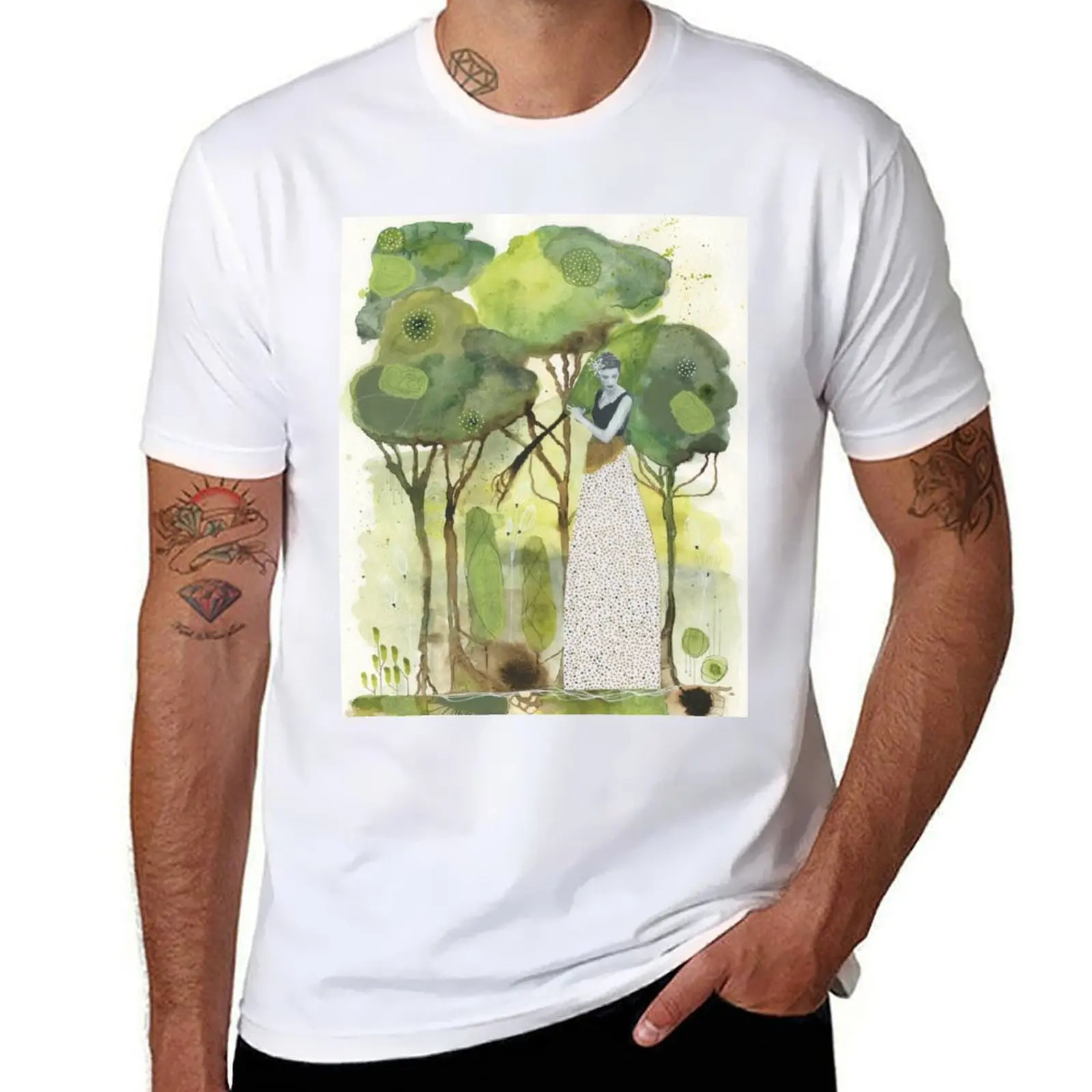 Grow printed from original mixed media art T-Shirt t shirt for man 100 percent cotton graphic t shirts for man T-Shirt