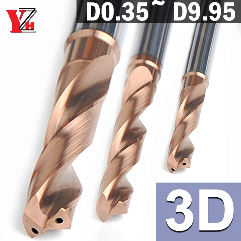 

YZH 3D D0.35-D9.95 Twist Drill With External Cooling Or Internal Cooling Non-standard HRC55/HRC65