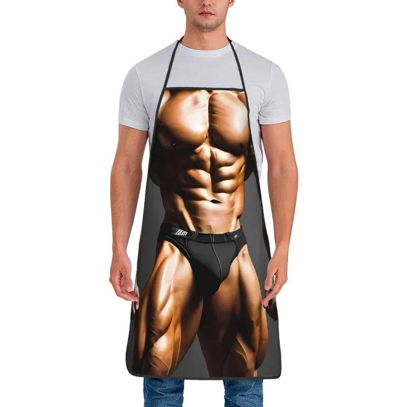 Aprons Kitchen Woman Apron Waterproof Muscle Bodybuilder Printed Cleaning Skirt Fitness Gift Gym
