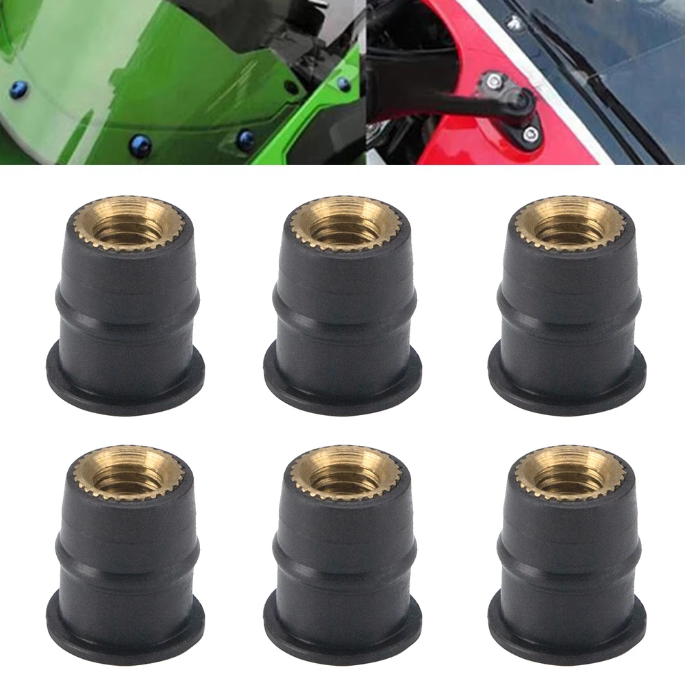 M5 M6 Rubber Well Nuts Motorcycle Windshield Rivet Bolts Nuts Motorbike Windscreen Fastener Screws Universal Moto Accessories