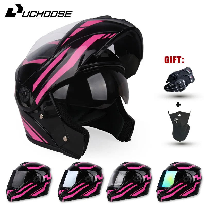 Motorcycle Double lens full face helmet Safety Motobike Scooter Modular Helmets Full Face With Visor