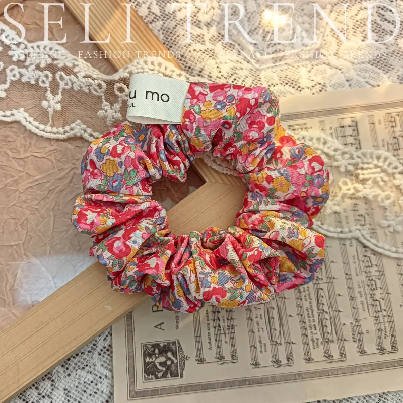 French Fashion Plaid floralScrunchies for Hair  bow ribbon French girlish ponytail tie hair accessory versatile Hair ties