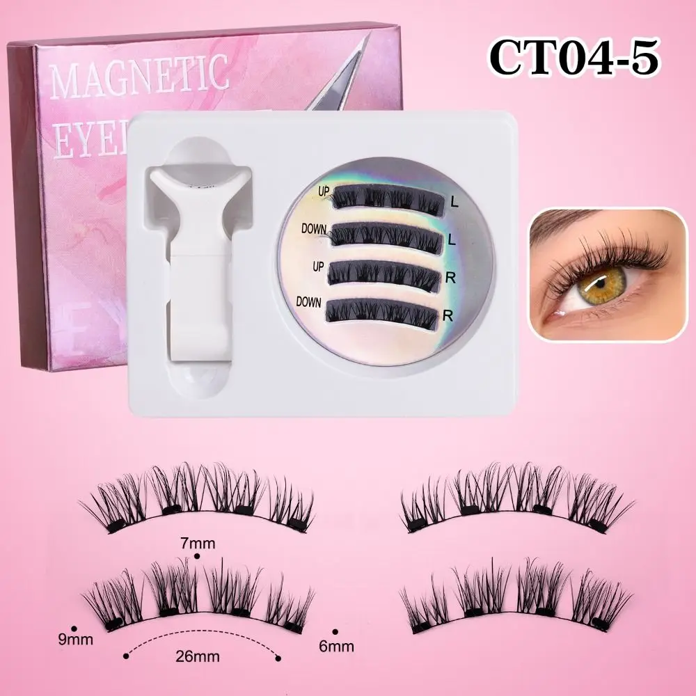Pestañas postizas de succión magnética DIY, maquillaje de larga duración, pestañas postizas de ojo de gato, rizo en L, pegamento esponjoso, pestañas postizas gratis