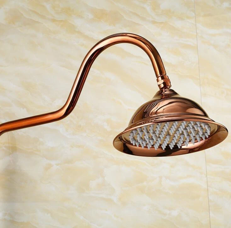 Vidric Classic Luxury PVD Rose Gold Plate Bathroom Rain Shower Set Finished Luxury Wall Mounted Bath Shower Faucet Copper ELS200