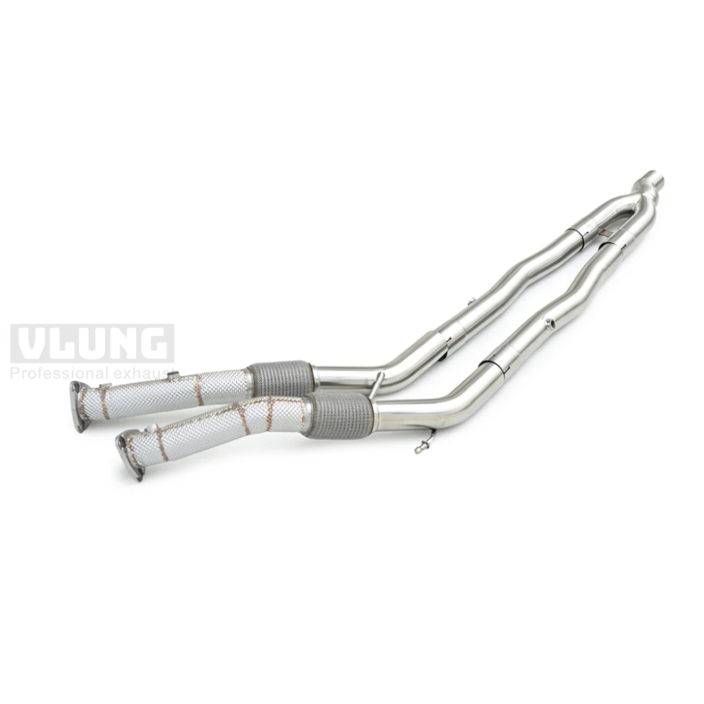 Insulated exhaust downpipe for Volkswagen Passat B6 CC R36 3.6 from 2009 to 2011 stainless steel valve exhaust head section view 5