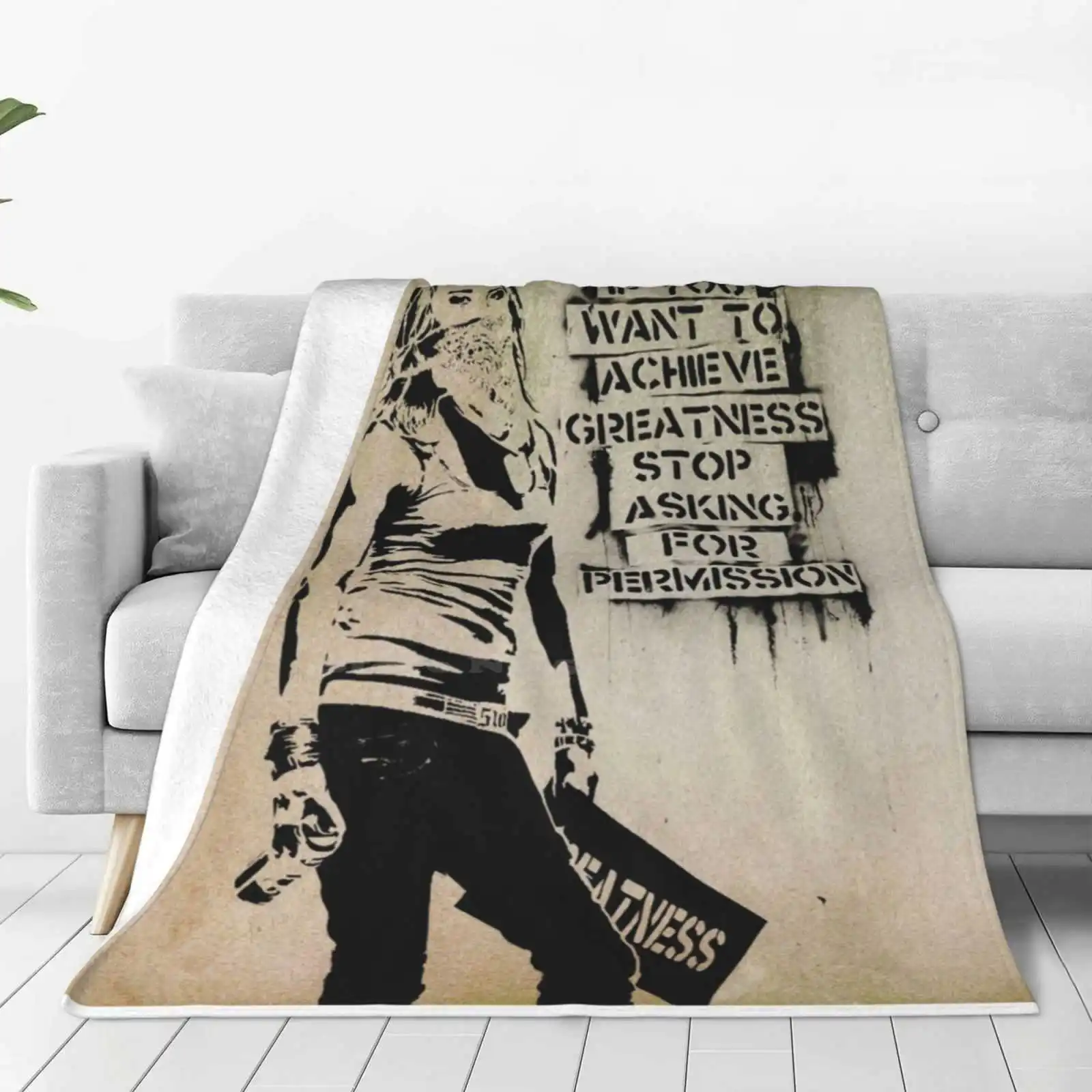 Banksy , Greatness Creative Design Comfortable Warm Flannel Blanket Banksy Art Stencil Graffiti Area Street Art London Hope