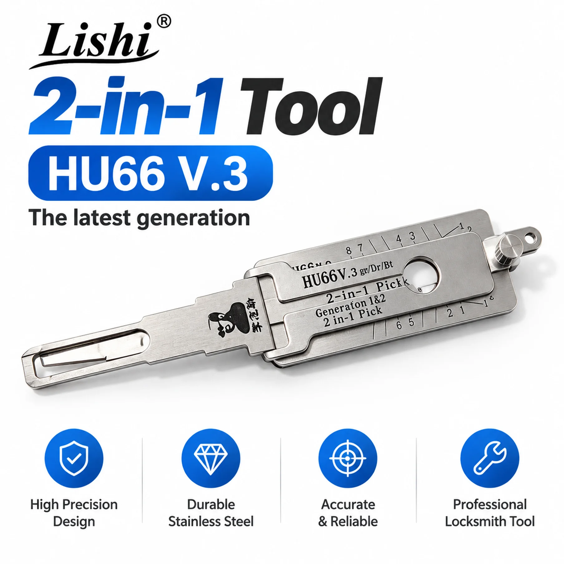 Lee's 2-in-1 HU66 V.3 Automotive Lock Reading Gear Tool Volkswagen Audi Skoda Porsche CNC Key Cutting Locksmith